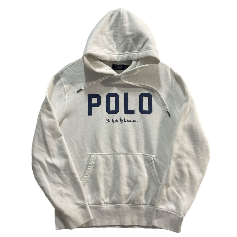 Ralph Lauren White Hoodie with Navy Logo